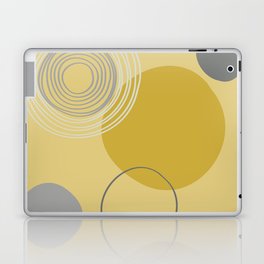 Abstract Circles and Rings in Yellows and Greys Laptop Skin