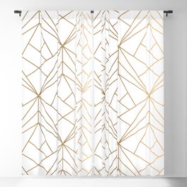Geometric Gold Pattern With White Shimmer Blackout Curtain