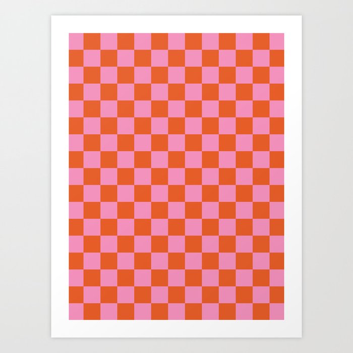 Pink Checker Pattern Art Print
