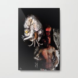 Save me - Paper Collage, Painting, and Digital treatment Metal Print | Anatomy, Surreal, Religion, Ink, Strange, Collage, Black, Vintage, Weird, Original 