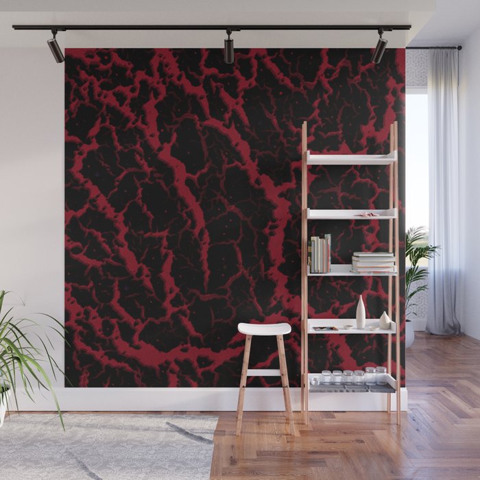 Cracked Space Lava - Burgundy Wall Mural