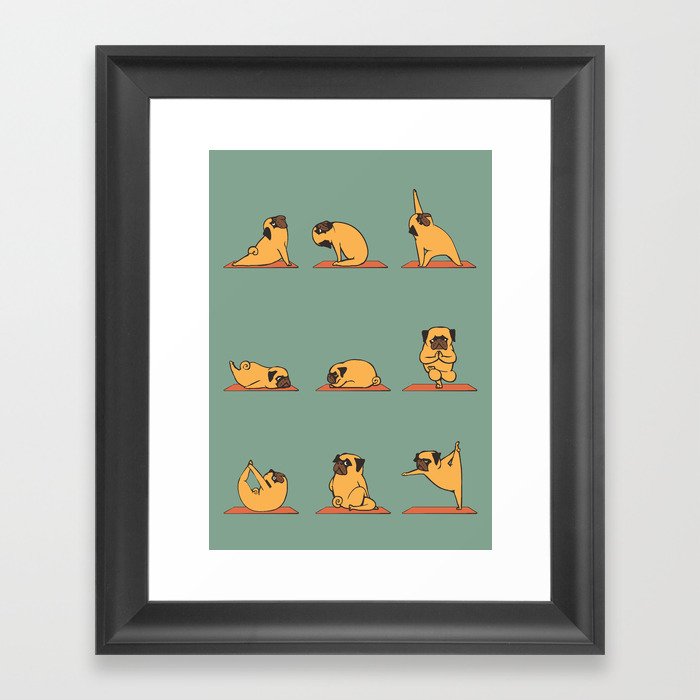 Pug Yoga Framed Art Print