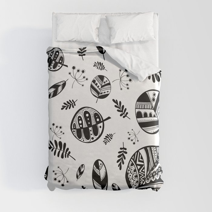 Graphical fall of the leaves Duvet Cover