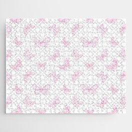 Pink Butterflies Stencil Seamless Pattern Jigsaw Puzzle