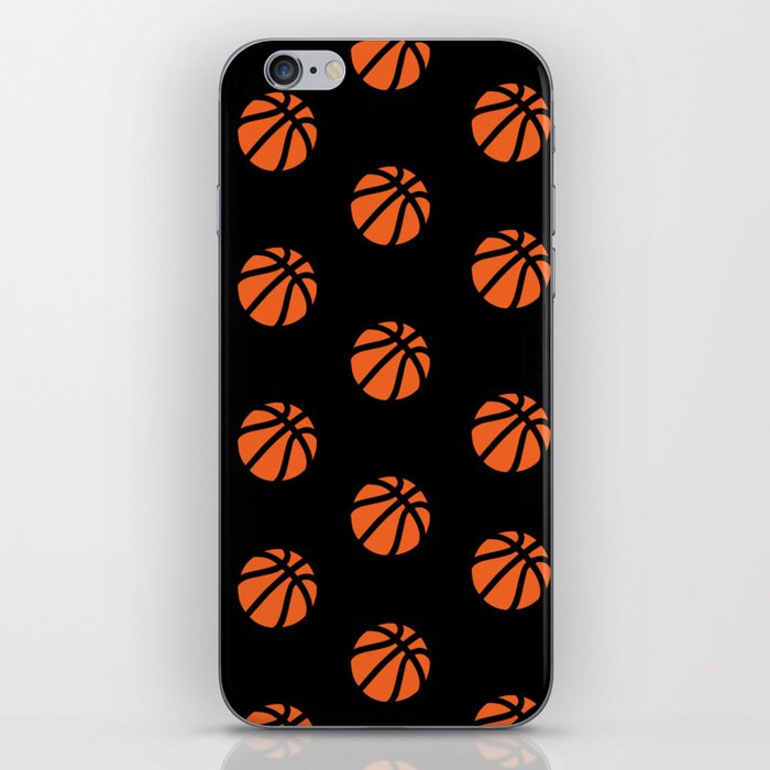 Black Basketball Lover Sports Fan Print Pattern iPhone Skin