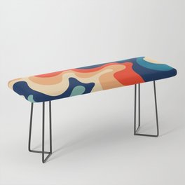 Retro 70s and 80s Abstract Soft and Flowing Layers Swirl Pattern Waves Art Vintage Color Palette 3 Bench