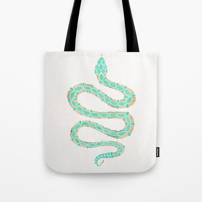 Mint & Gold Serpent Tote Bag