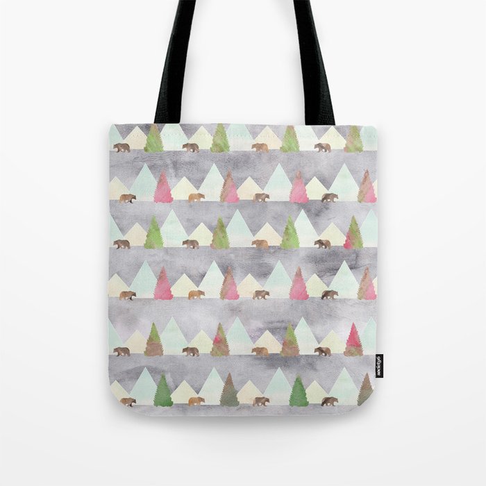Bear in the Forest Rustic Cabin Theme Tote Bag