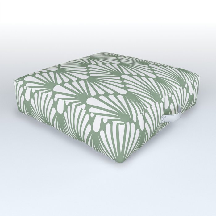 Art Deco Mint Green & White Abstract Pattern Outdoor Floor Cushion