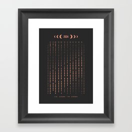 Copper Moon Phases Calendar 2024 USA Framed Art Print