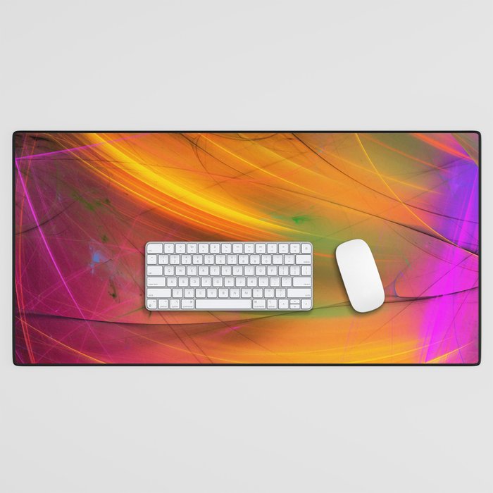 yellow abstract fractal background 3d rendering Desk Mat