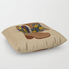 Cowgirl Boots – Teal & Yellow Floor Pillow