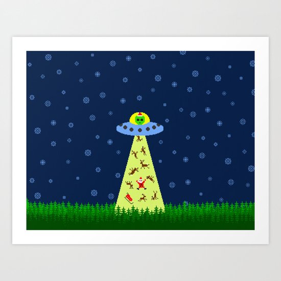 Alien abduction of Santa Claus (sweater) Art Print