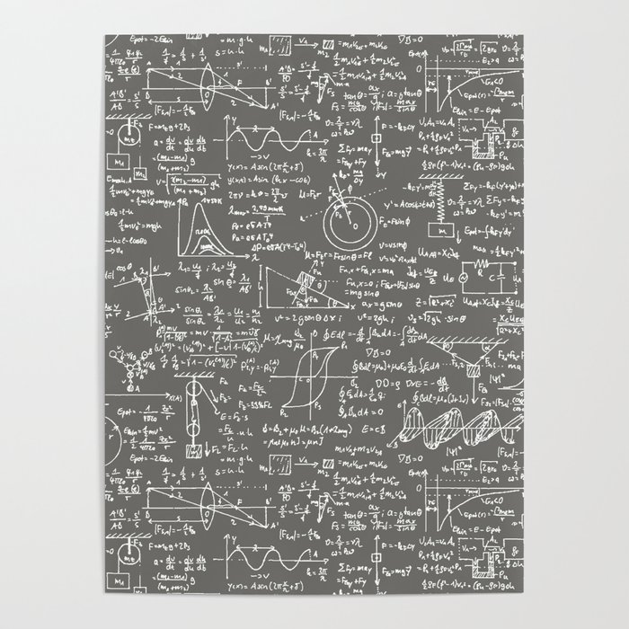 Physics Equations // Slate Grey Poster
