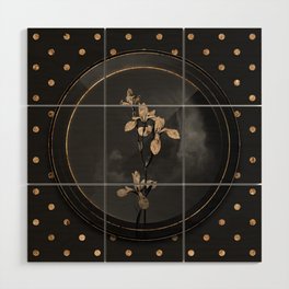 Shadowy Black Siberian Iris Botanical Art with Gold Art Deco Wood Wall Art