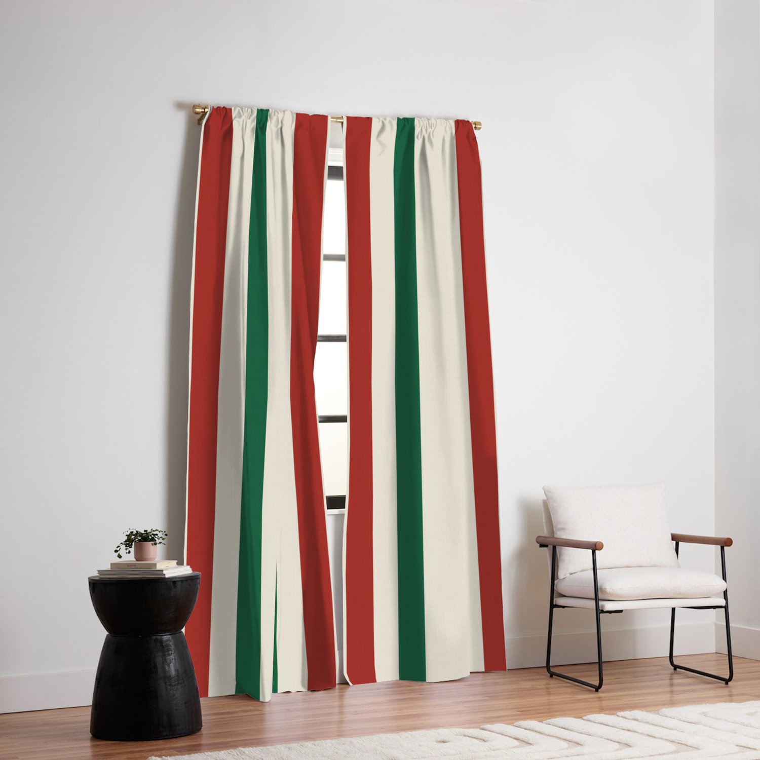Rustic Lodge Stripes Black Yellow Red Green Blackout Curtain By