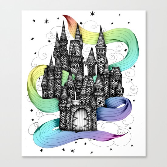 Super Magic Rainbow Dream Castle Canvas Print