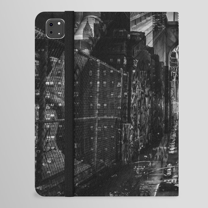New York City skyline and Chinatown neighborhood in Manhattan black and white iPad Folio Case