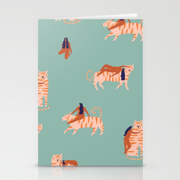 Tigers and girls Stationery Cards