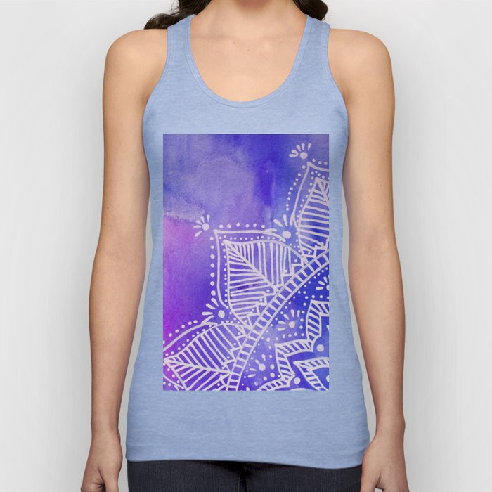 Mandala flower on watercolor background - purple and blue Tank Top