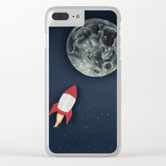 Rocket to the Moon Clear iPhone Case