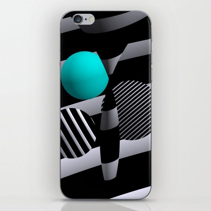 black and white and turquoise -200- iPhone Skin