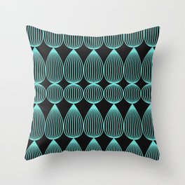 Striped drops in neon teal Throw Pillow