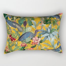 Vintage & Shabby Chic - Sunny Tropical Garden Blue Heron Rectangular Pillow