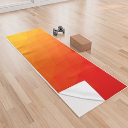 Sahara Sunrise, Hot Orange Geometric Triangle Pattern Yoga Towel