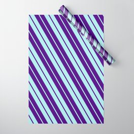 [ Thumbnail: Indigo and Turquoise Colored Lines Pattern Wrapping Paper ]