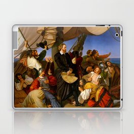 Columbus Discovers the Shores of America, 1846 by Christian Ruben Laptop Skin