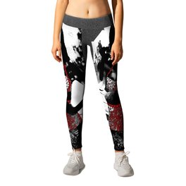 Ornamental Pinup in Black, White, and Red Leggings | Woman, White, Digital, Color, Black and White, Digitalmanipulation, Pinup, Vintage, Cool, Red 