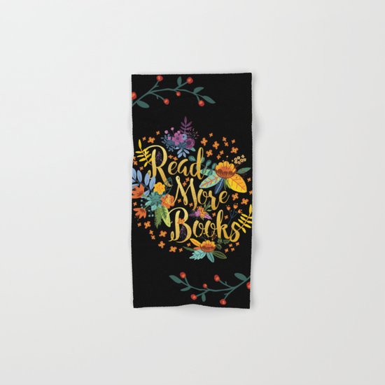 Read More Books - Black Floral Gold Hand & Bath Towel