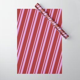 [ Thumbnail: Plum & Brown Colored Striped/Lined Pattern Wrapping Paper ]