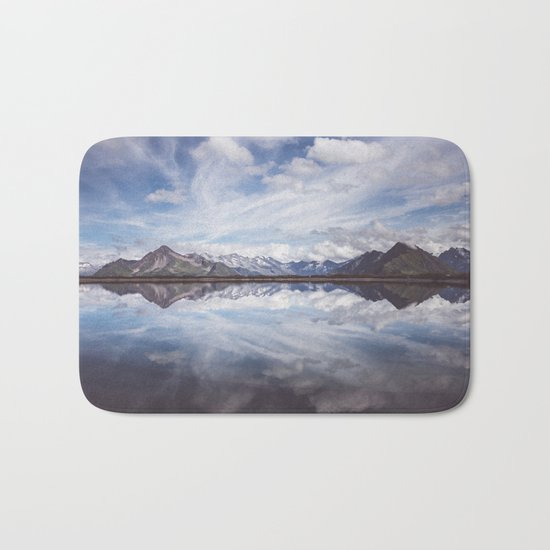 Mountain Lake Reflection Bath Mat