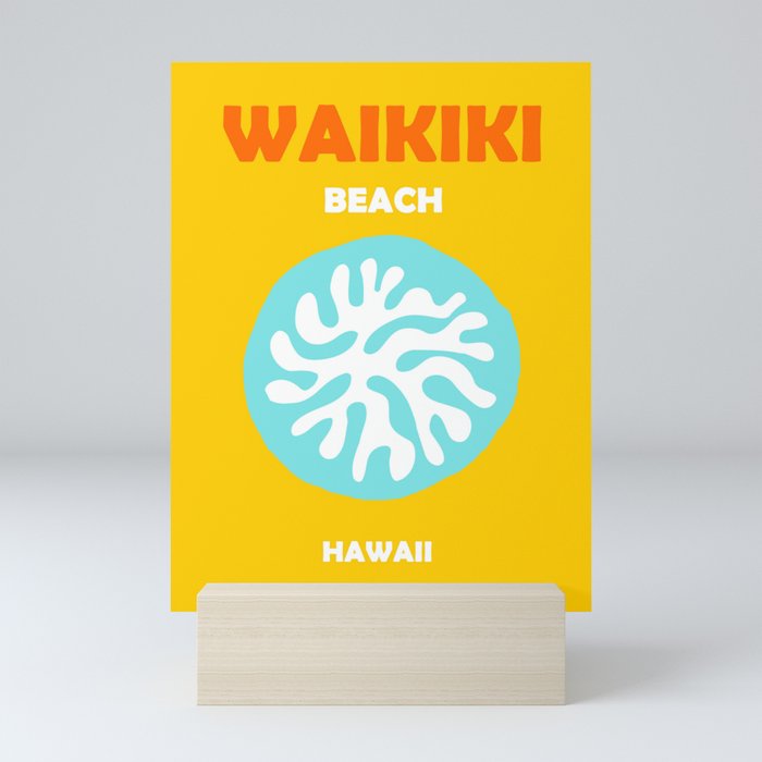Boho Preppy Travel Poster- Waikiki Beach Mini Art Print