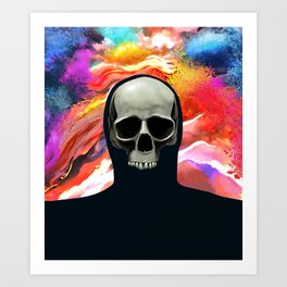 Skull on Psychedelic Background Art Print
