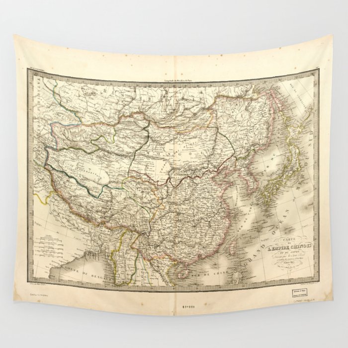 Map of China by Lapie and Tardieu (1842) Wall Tapestry by The Arts 