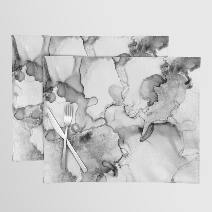Be That as it Grey- Black and White Abstract Painting Placemat