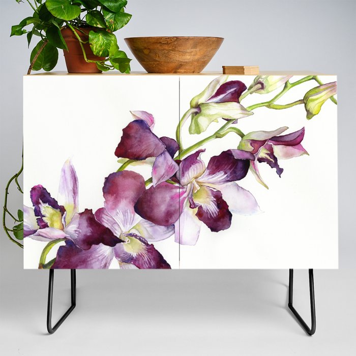 Radiant Orchids: Magenta Dendrobiums Credenza