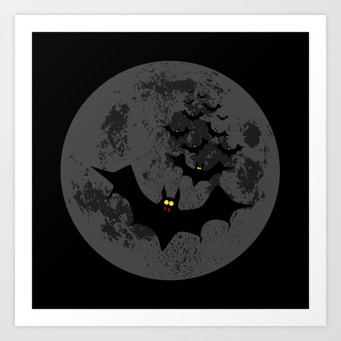 Vampire Bats Against The Dark Moon Art Print