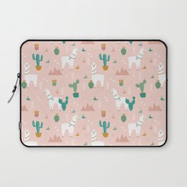 Llamas + Cacti on Pink Laptop Sleeve