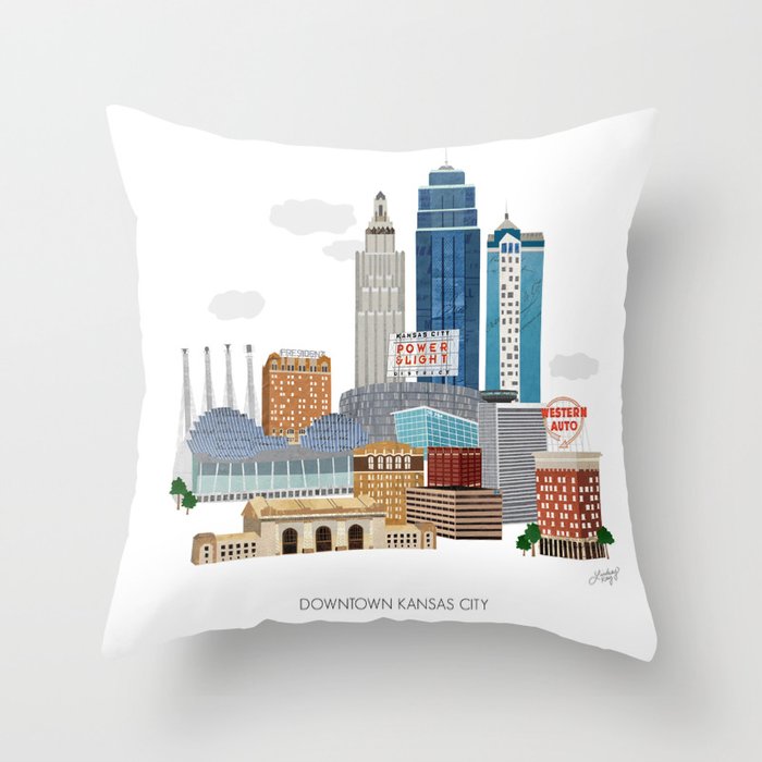 Kansas City Skyline Throw Pillow