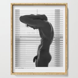 Male Nude In The Window Self-Portrait Serving Tray