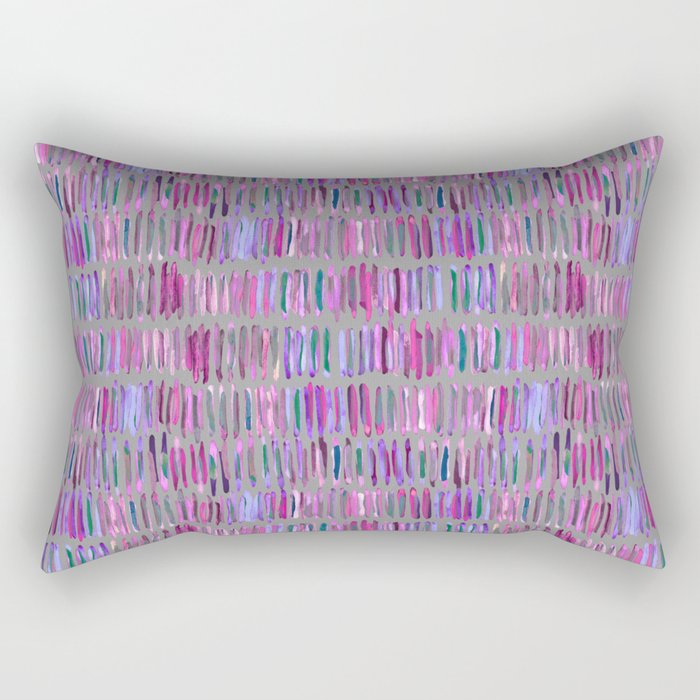 Messy Watercolor Stripes in Pink and Purple Rectangular Pillow