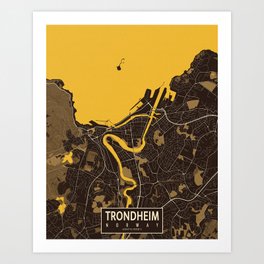 Trondheim City Map of Norway - Pastel Art Print