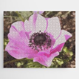 Artistic Pastel Pink Anemone Wildflower Jigsaw Puzzle