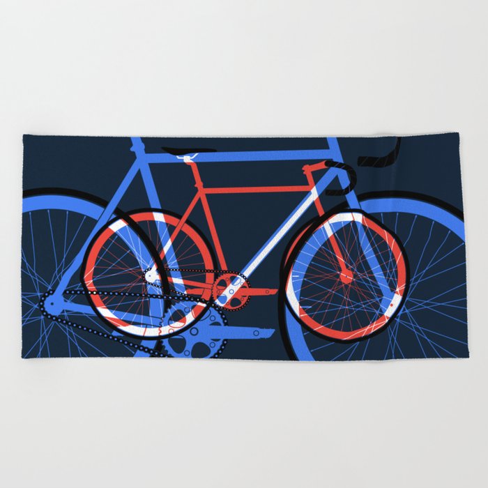 Fixed Gear Road Bikes – Blue, Purple and Red Beach Towel