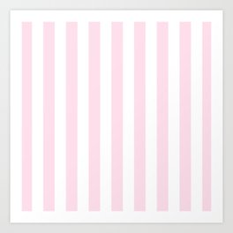Simple Pink and White stripes, vertical Art Print