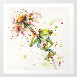 Hello There Bright Eyes (Green Tree Frog) Art Print